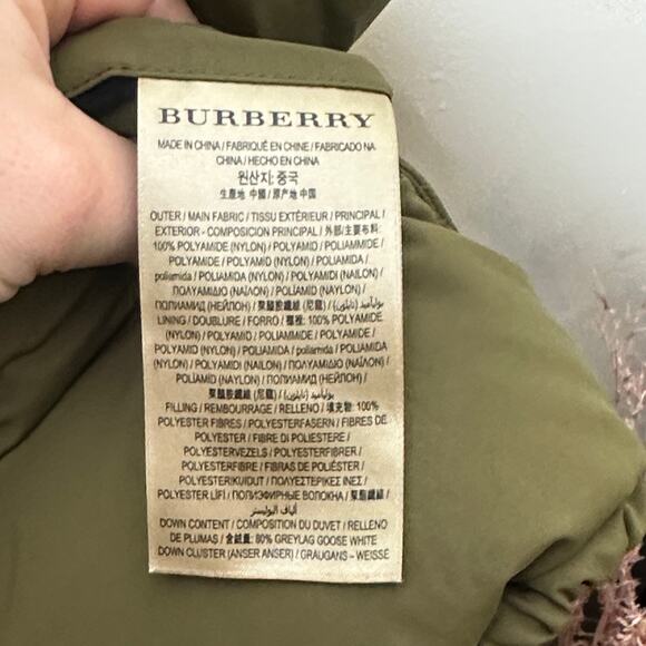 BURBERRY Embroidered Archive Logo Down Filled Puffer Gilet Vest Green Sz L/XL - Picture 8 of 12